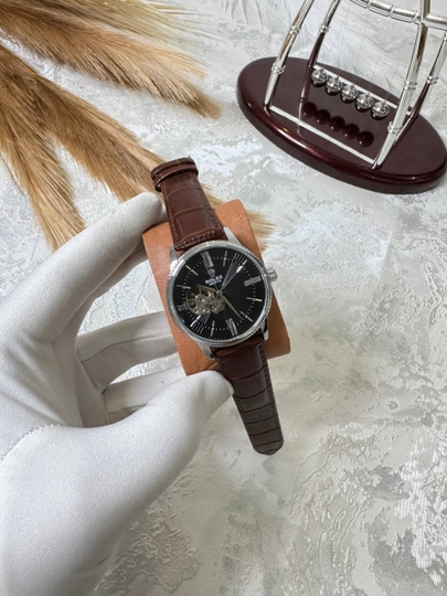 Rolex мужские наручные часы, классический дизайн,механический механизм,ремешок из эко-кожи — BRANDLU-ROLEMECCHARMAYLANA-ЧЕРН