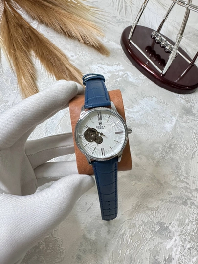 Rolex мужские наручные часы, классический дизайн,механический механизм,ремешок из эко-кожи — BRANDLU-ROLEMECCHARMAYLANA-МОЛОЧ