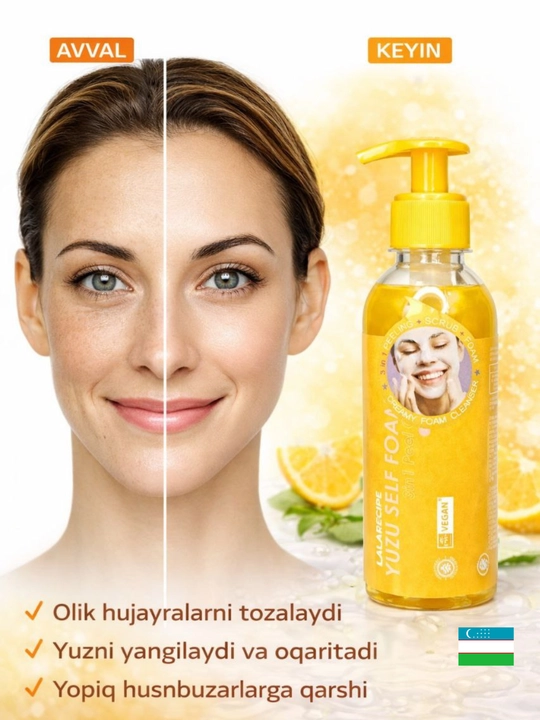 AHA va BHA kislotalari bilan 3 tasi 1 da yuz uchun o‘z-o‘zidan ko‘piklanuvchi tozalash vositasi - 