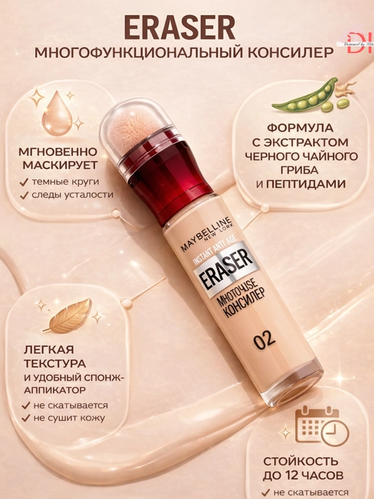Консилер Maybelline Eraser для зоны под глазами-высокая степень покрытия от несовершенств - 