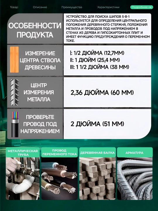 Elektron detektor: Devor ichidagi sim, metall va yog‘ochni 1 duym aniqlikda toping