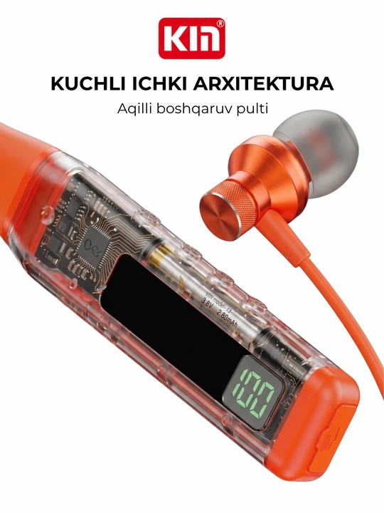 Simsiz quloqchin KIN KL110 neckband 38 soat Bluetooth TF-karta mikrofon