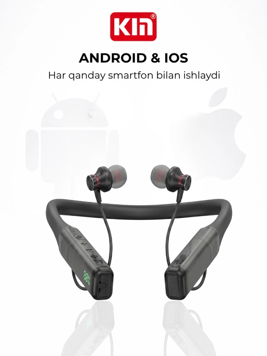 Simsiz quloqchin KIN KL110 neckband 38 soat Bluetooth TF-karta mikrofon