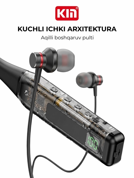 Simsiz quloqchin KIN KL110 neckband 38 soat Bluetooth TF-karta mikrofon