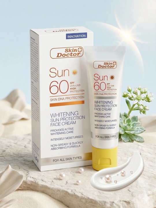 Skin Doctor Sun 60 - Yuz uchun oqartiruvchi quyoshdan himoyalovchi krem, SPF 60, 150 ml - 