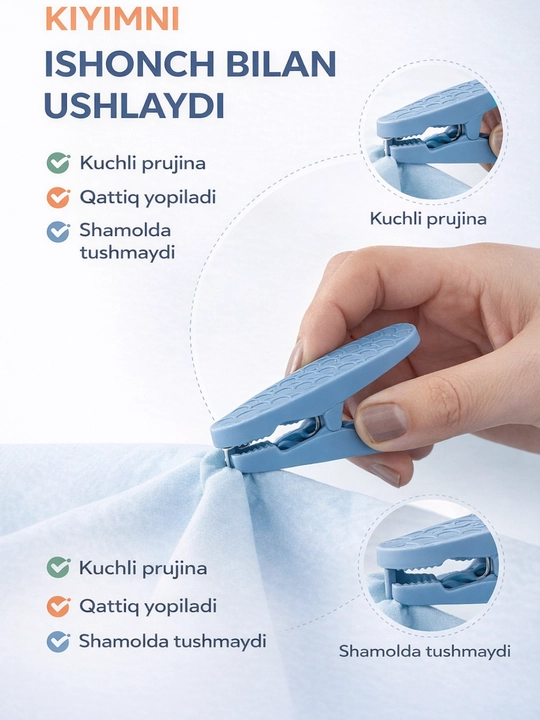 Kiyim hamda matolar uchun, bardoshli qisqichlar to'plami