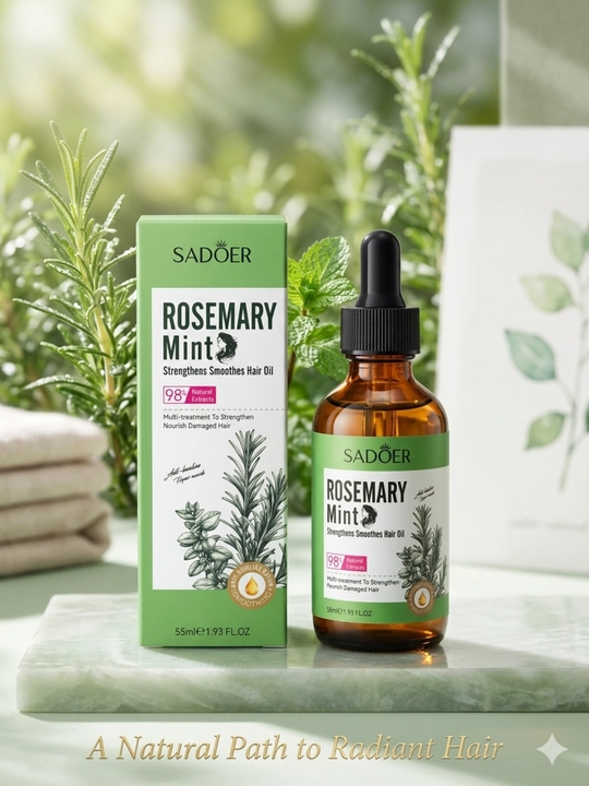Rozmarin moyi "SADOER"+ mentol, soch to'kilishiga qarshi, kiprik va soqol uchun, 55 ml