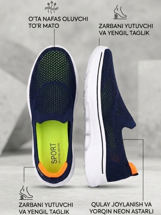 Erkaklar sliponlari yengil, nafas oluvchi, yozgi, har kunlik qulay oyoq kiyim