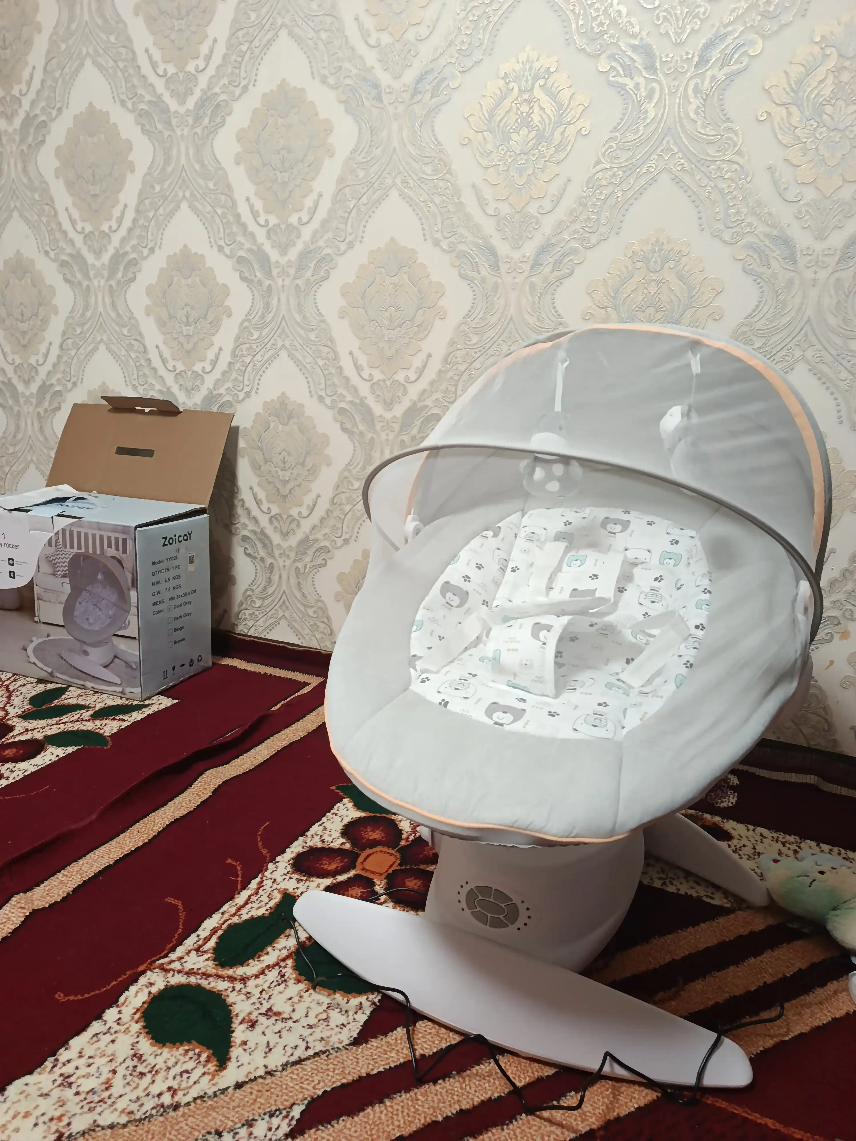 Детская люлька шезлонг, колыбель кроватка для новорожденных, электрокачели, кресло качалка