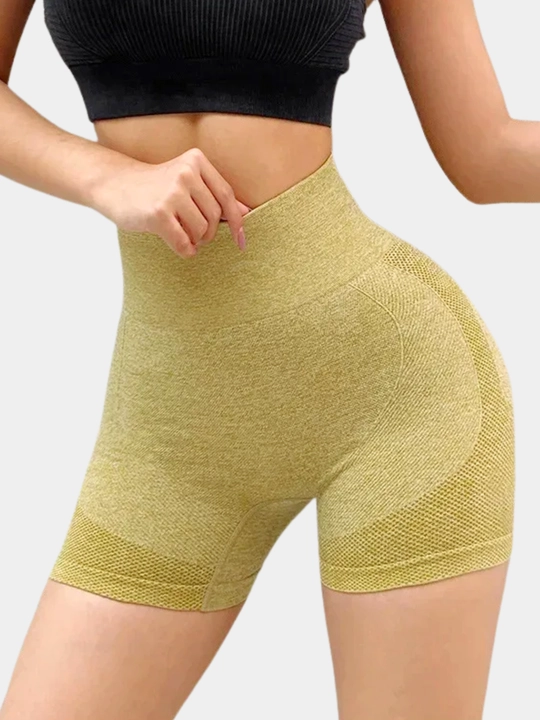 Ayollar uchun sport shortik (scrunch butt, yuqori bel, choksiz)