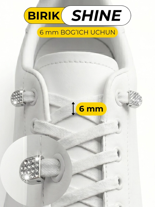 BIRIK SHINE strazli bog‘ich klipsa, 6/8 mm, tugunsiz