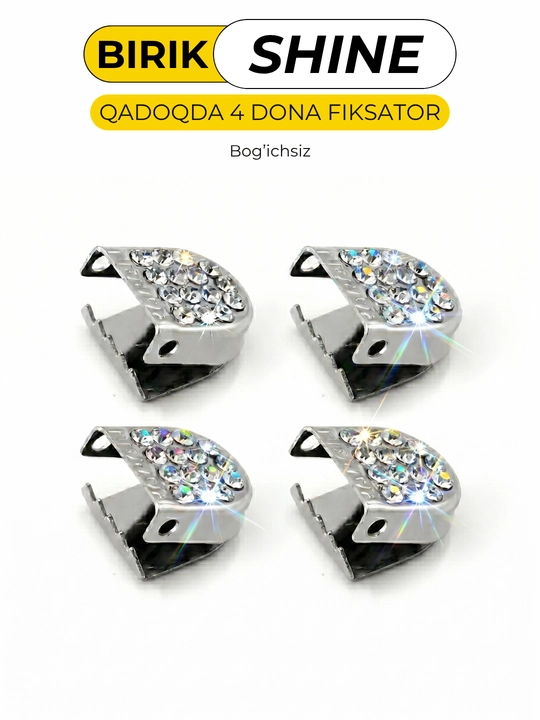 BIRIK SHINE strazli bog‘ich klipsa, 6/8 mm, tugunsiz