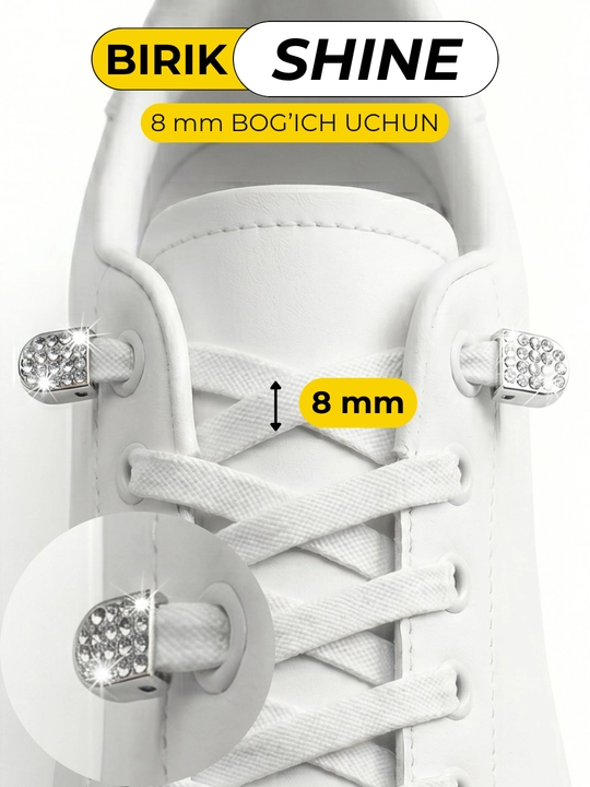 BIRIK SHINE strazli bog‘ich klipsa, 6/8 mm, tugunsiz