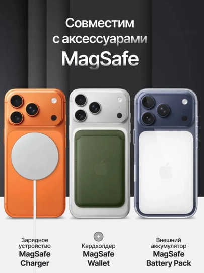 IPhone uchun MagSafe shaffof zarbaga chidamli g'ilof (kamera himoyasi bilan)
