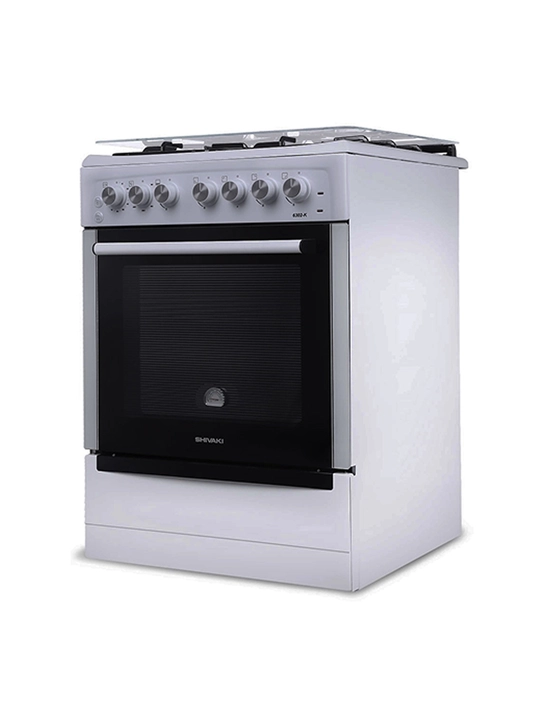 Shivaki 6302-K gaz plita, kulrang, kombinatsiyalangan, 4 konforka, 65L pech
