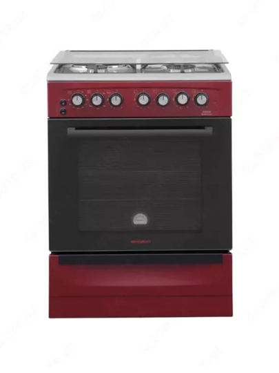 Газовая плита Shivaki 6302-K, бордовая матовая, комбинированная, 4 конфорки, 65 л - 