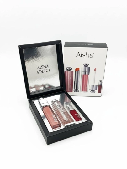 Подарочный набор для губ Aisha Addict — Блеск, Бальзам и Максимайзер 3 в 1 — 2586221-LAB222