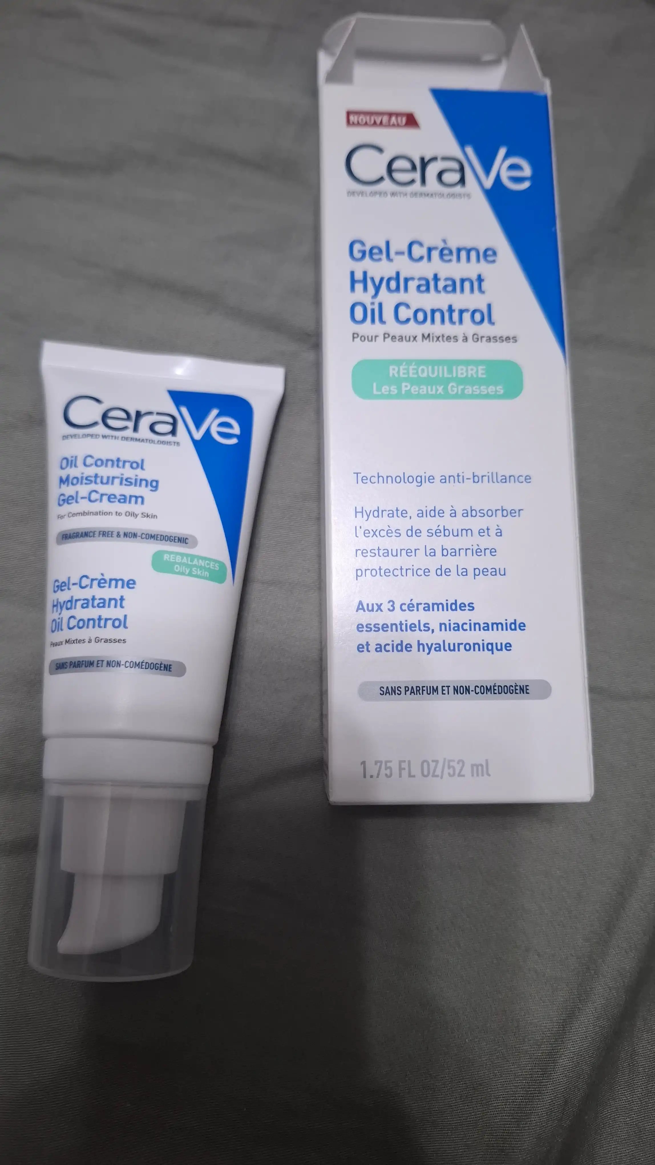 Yog‘li va aralash yuz terisi uchun namlantiruvchi CERAVE gel-kremi, 52 ml