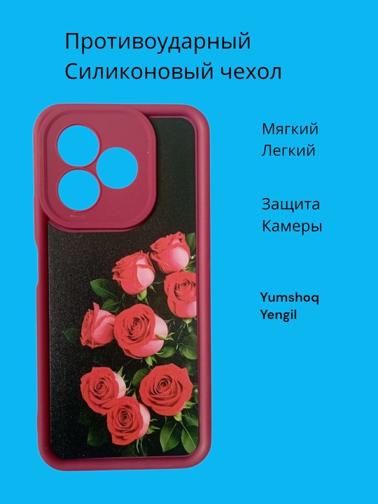 Honor X 8D smartfoni uchun g‘iloflar, romantik uslub, atirgullar bilan bezatilgan g‘ilof