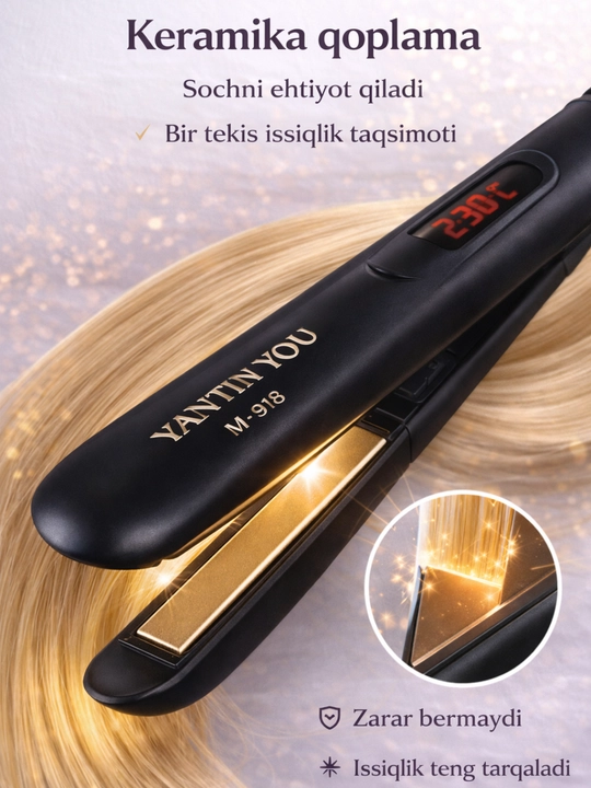 Профессиональный выпрямитель для волос YANTIN YOU M-918, LCD, 230°C, керамика
