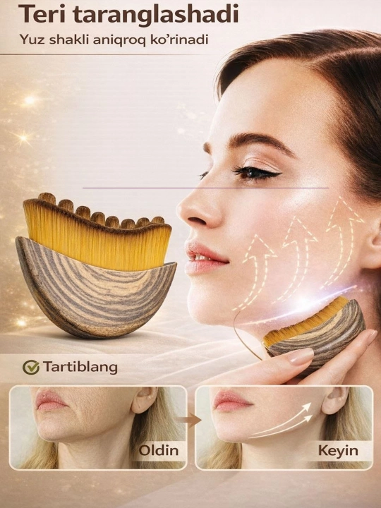 Massaj cho'tkasi, yuz massajeri – lifting, gua sha va limfa drenaj effekti