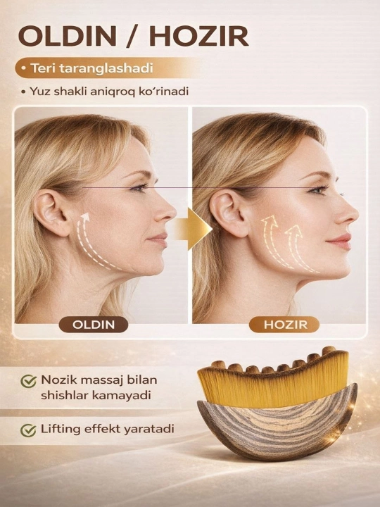 Massaj cho'tkasi, yuz massajeri – lifting, gua sha va limfa drenaj effekti