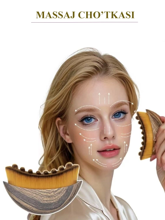 Massaj cho'tkasi, yuz massajeri – lifting, gua sha va limfa drenaj effekti