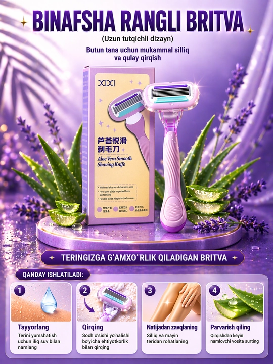 Qayta foydalanish mumkin bo'lgan ayollar ustarasi, Aloe Vera, 5 pichoqli
