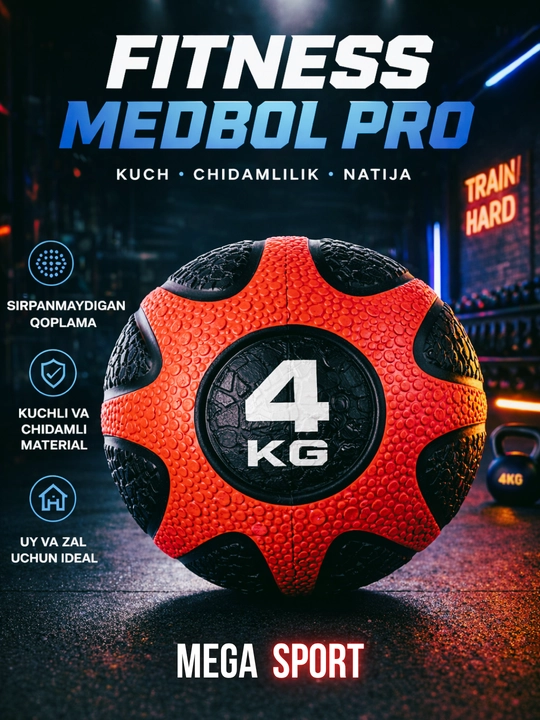 Medbol fitness to‘plami 1–5KG, sirpanmaydigan sport to‘pi, uy va Zal uchun - 