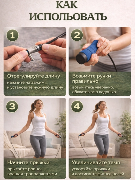 Sport arqon sakrash uchun, uzunligi sozlanadi, po‘lat simli fitness