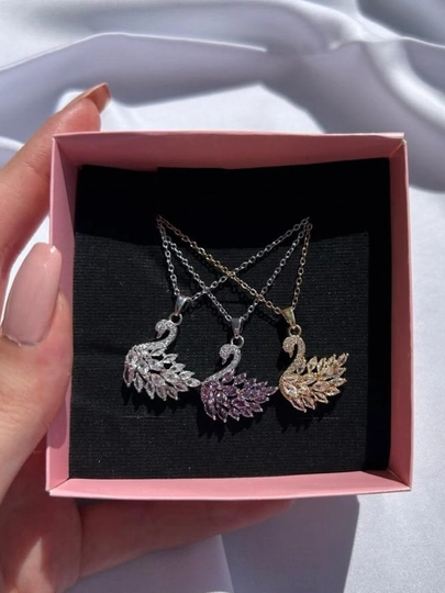 Женская цепочка – кулон в форме лебедя с кристаллами SWAROVSKI