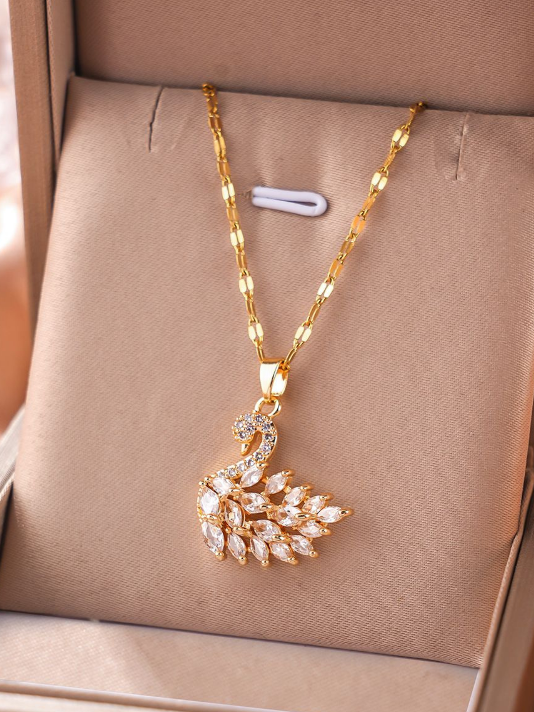 Ayollar uchun zanjir, ayollar aksessuarlari, bijuteriyalar, oqqush shaklida SWAROVSKI