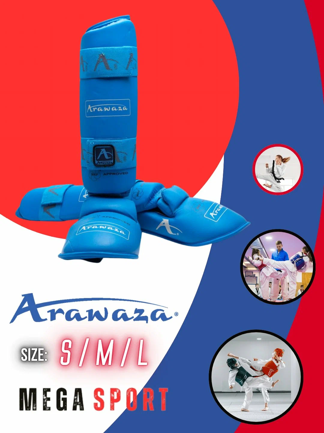 Karate oyoq himoyasi (foot & shin guard) Arawaza – professional himoya to‘plami S/M/L