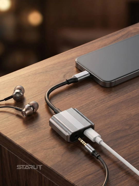 Адаптер-разветвитель Type-C, 2 в 1—зарядка и наушники,USB-C splitter, аудио+зарядка, 12 Вт