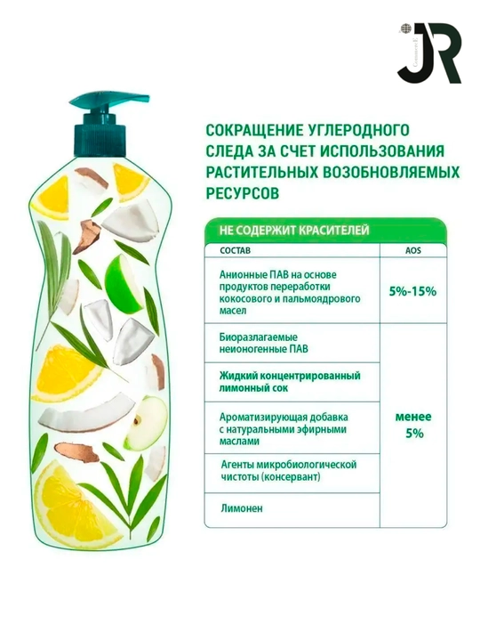 Гель для мытья посуды AOS ECO с фруктовыми кислотами, 900 г