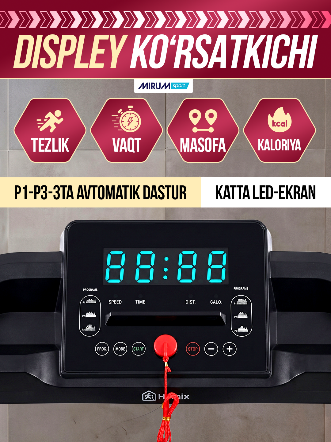Yugurish yo'lagi, universal, uy va xonadonlar uchun, yig'iladigan, 1-10 kg tezlikka ega