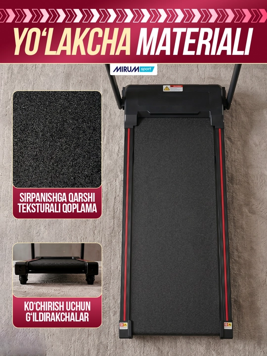 Yugurish yo'lagi, universal, uy va xonadonlar uchun, yig'iladigan, 1-10 kg tezlikka ega