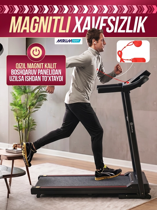 Yugurish yo'lagi, universal, uy va xonadonlar uchun, yig'iladigan, 1-10 kg tezlikka ega