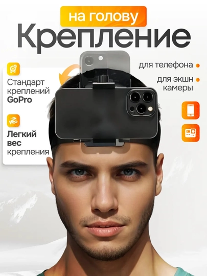 Крепление на голову для экшн-камеры и смартфона