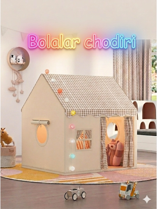 Bolalar o'yin chodiri, bolalar va o'yinchoqlar uchun uycha, chodir, ichki va tashqi makon