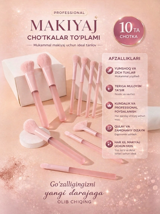 Makiyaj uchun choʻtkalar toʻplami - 