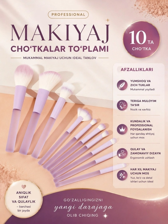 Makiyaj uchun choʻtkalar toʻplami - 