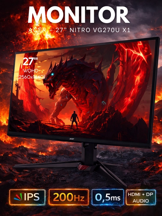 Игровые мониторы Acer - 27", IPS, 120Гц, 240Гц,200Гц,0,5мс,1мс,WQHD,FHD,UHD,гарантия 1 год - 