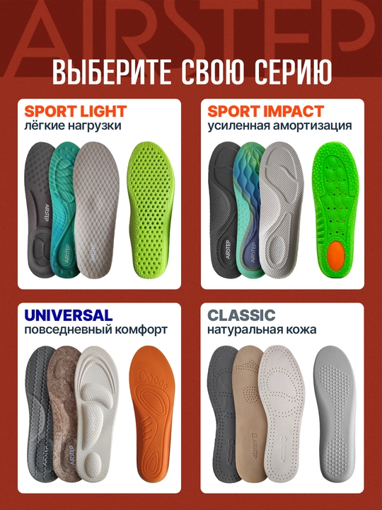 Стельки для обуви AIRSTEP спортивные стельки для кроссовок и повседневной обуви