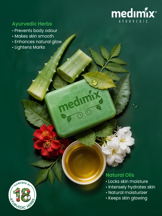 Medimix 3 karra ko'proq himoya - 18 ta o‘simlik ekstraktli tabiiy ayurvedik sovun
