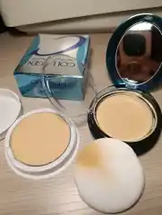 Пудра для лица матирующая Enough компактная Collagen 3в1, фиксирует макияж