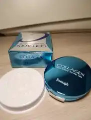 Пудра для лица матирующая Enough компактная Collagen 3в1, фиксирует макияж