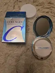 Пудра для лица матирующая Enough компактная Collagen 3в1, фиксирует макияж