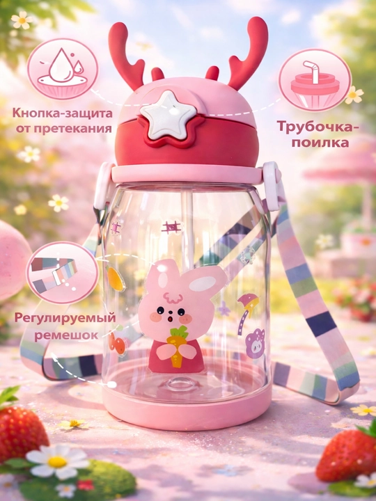 Бутылка для воды детская, спортивная, в школу, 600 мл - 