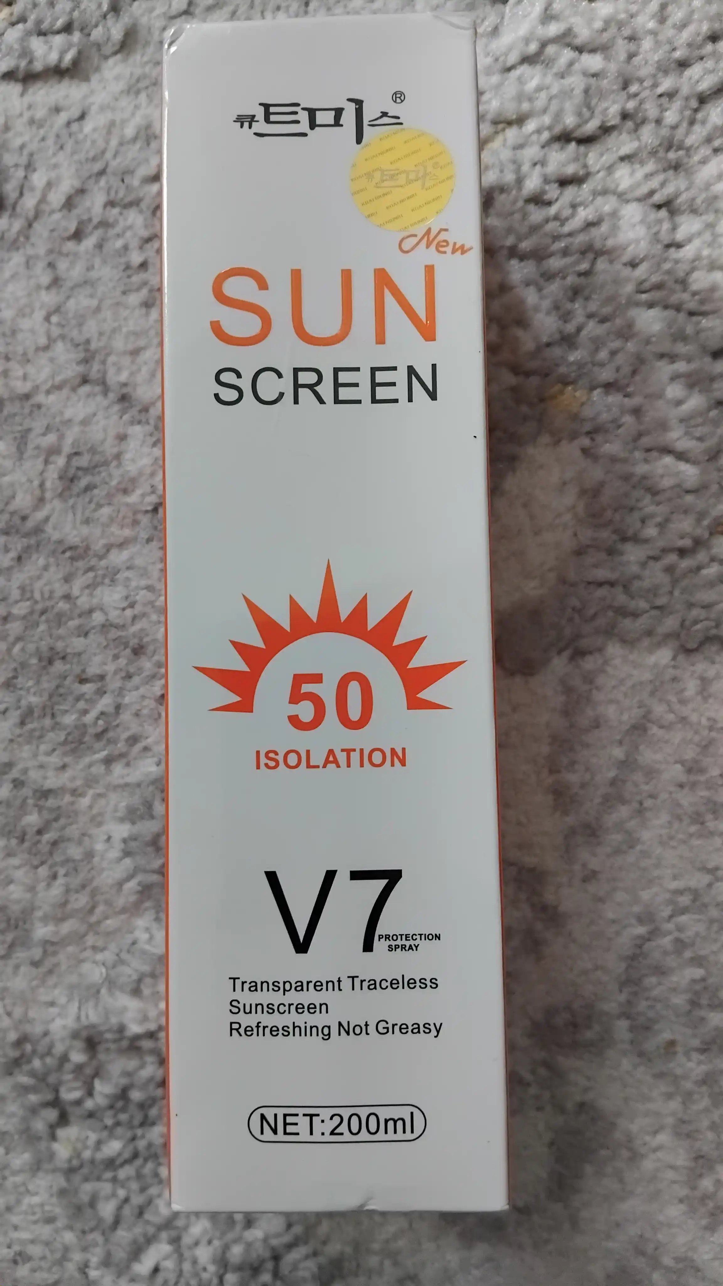 Quyoshdan himoya qiluvchi sprey kremi, 50 spf Quyosh ekrani V7, 200 ml